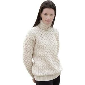 NWOT Aran Crafts Unisex Irish Cable Knit Soft Roll Neck Sweater Turtlene…